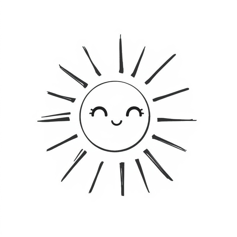 Smiling Sun Easy Drawing