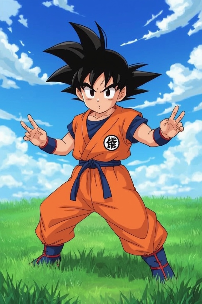 Spiky-Haired Warrior in Dynamic Pose