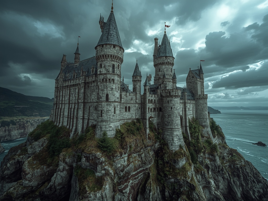 Stormy Sentinel: The Cliffside Castle