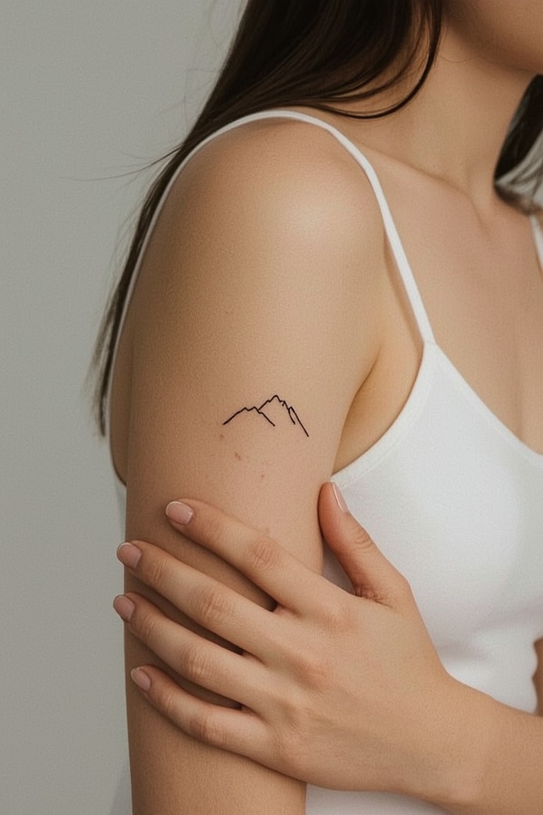 Summit Line: Minimalist Mountain Tattoo