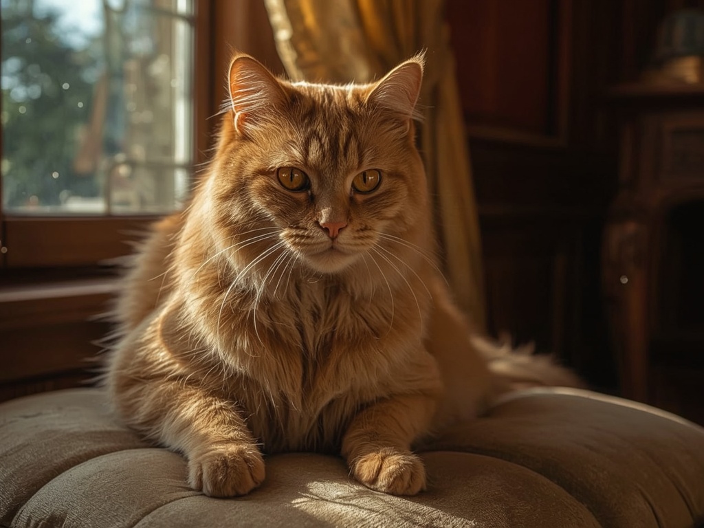 Sunlit Majesty: The Ginger Cat of the Victorian Parlor