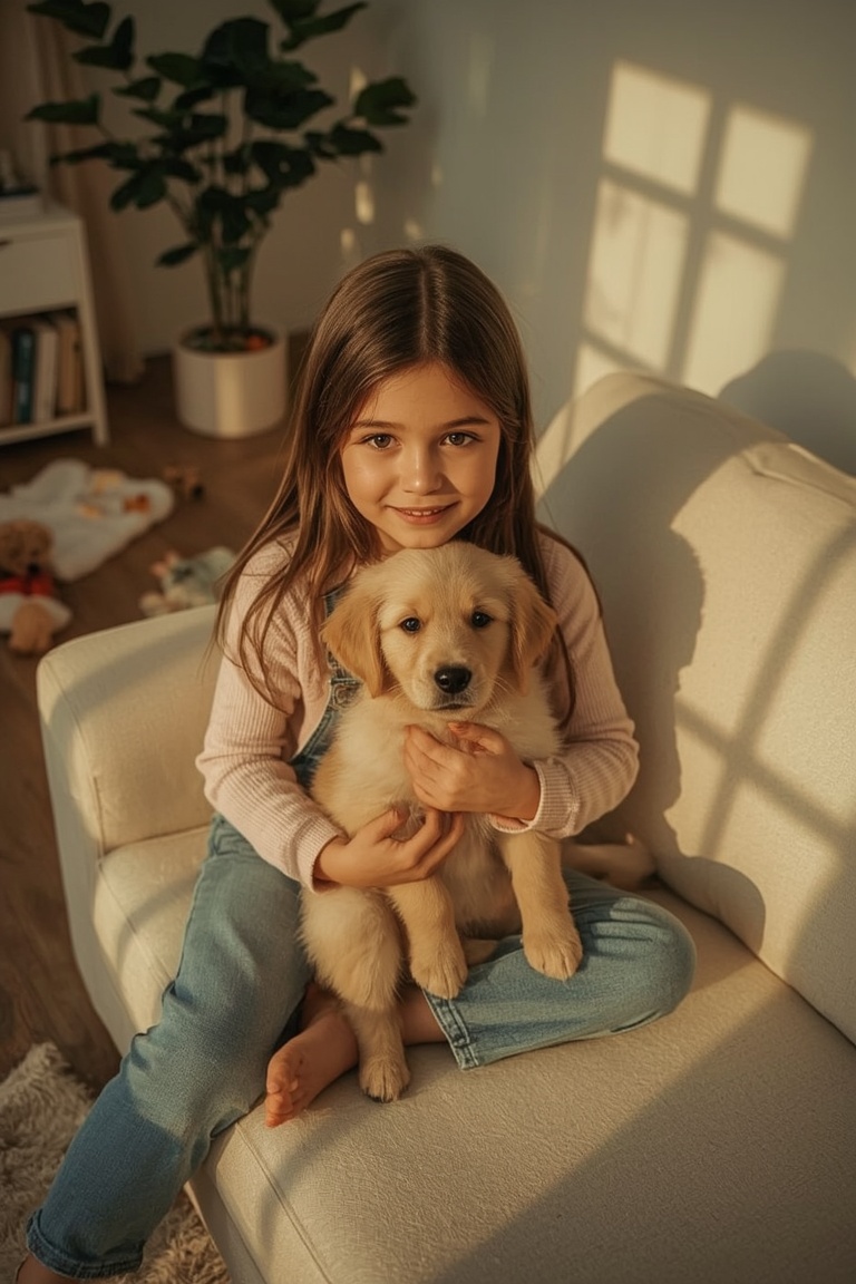 Sunlit Puppy Hugs