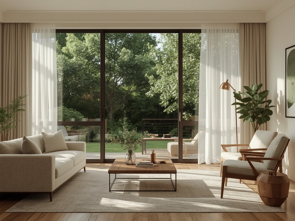 Sunlit Serenity: Modern Living Room with Natural Elegance