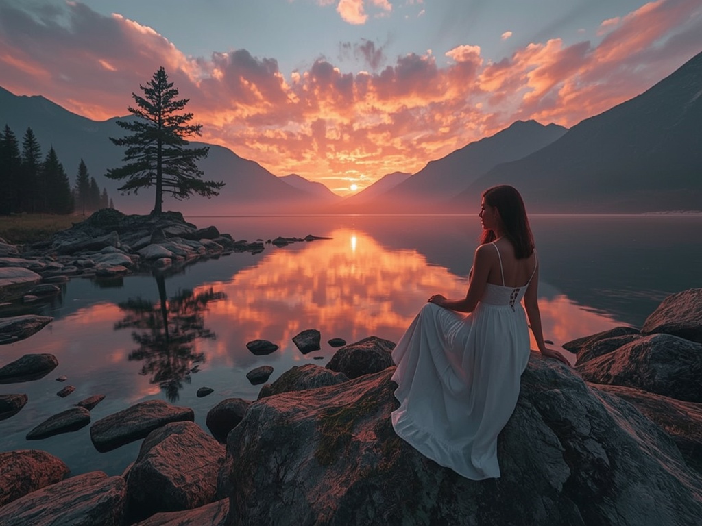 Sunrise Serenity Mountain Lake Wallpaper