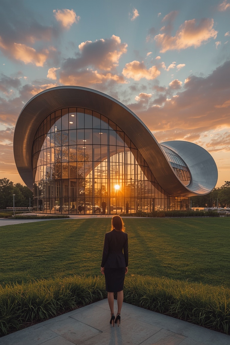 Sunset Reflections on Modern Architecture