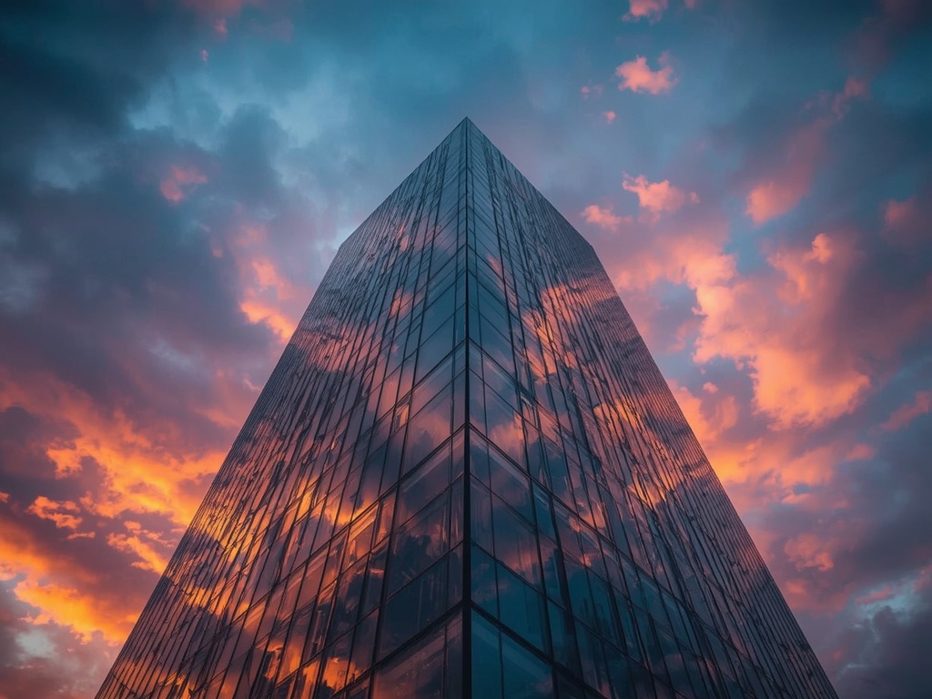 Sunset Reflections on Modern Architecture