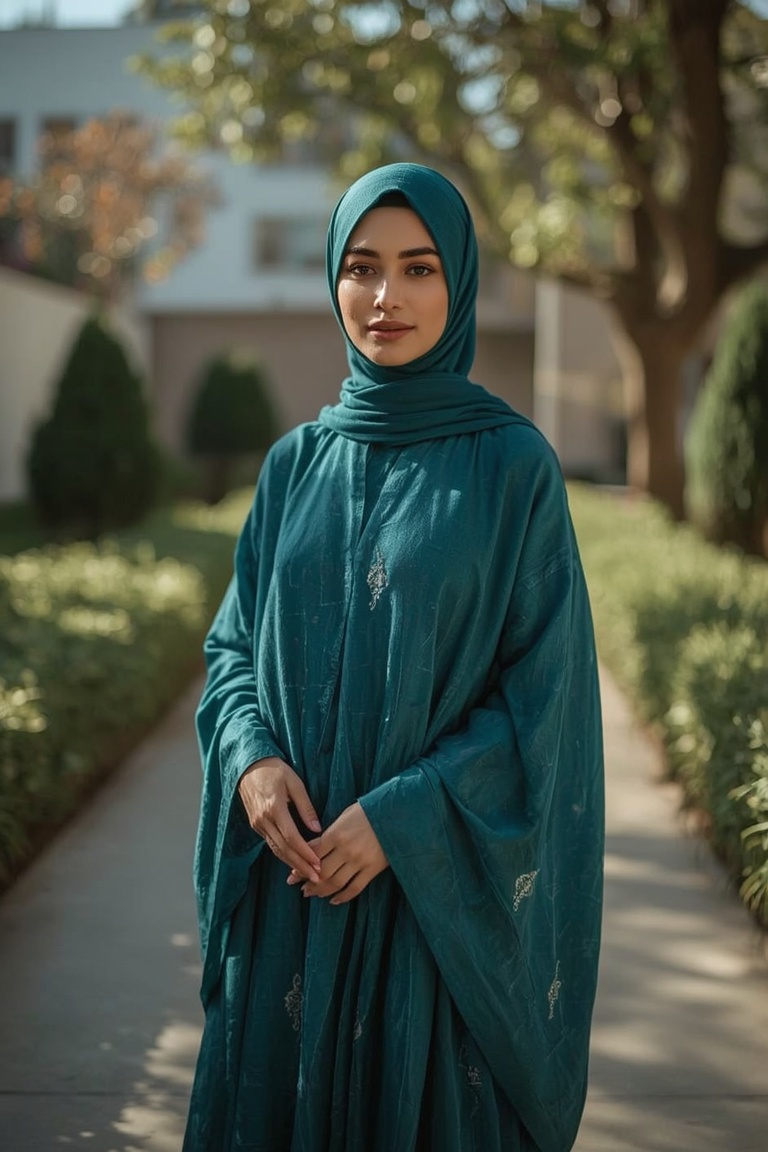 Teal Serenity: Urban Hijab Elegance