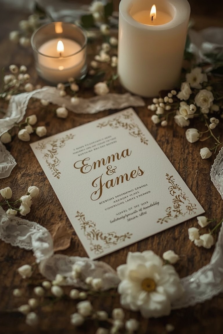 Timeless Elegance: Gold Foil Wedding Invitation