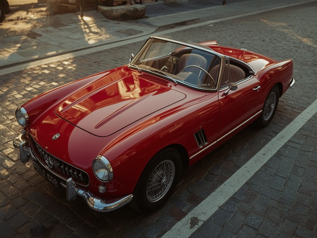 Timeless Elegance: Vintage Red Roadster at Dusk