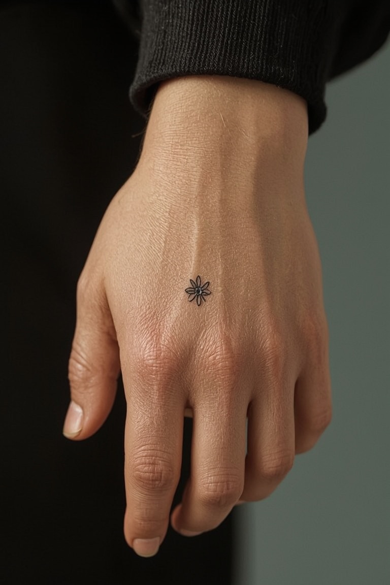 Tiny Floral Wrist Tattoo