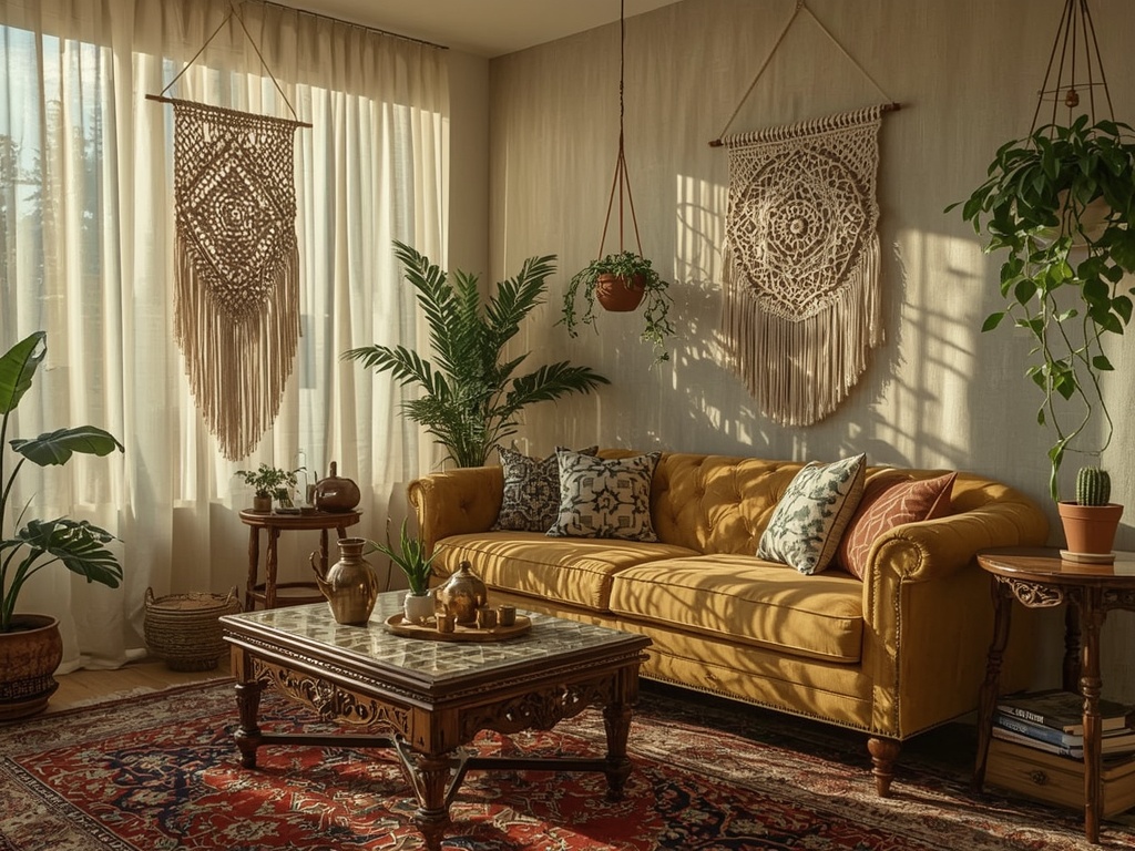 Whimsical Boho Corner: Sunlight and Texture