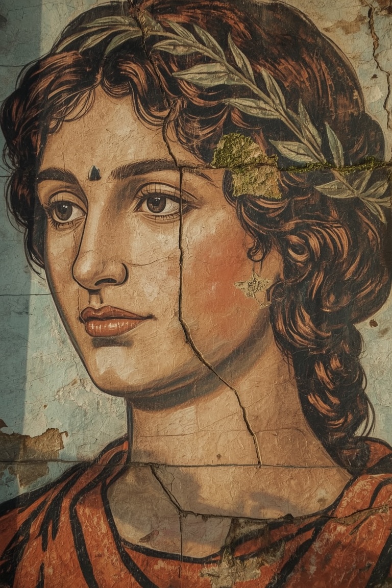 Whispers of Olympus: Weathered Goddess Mural