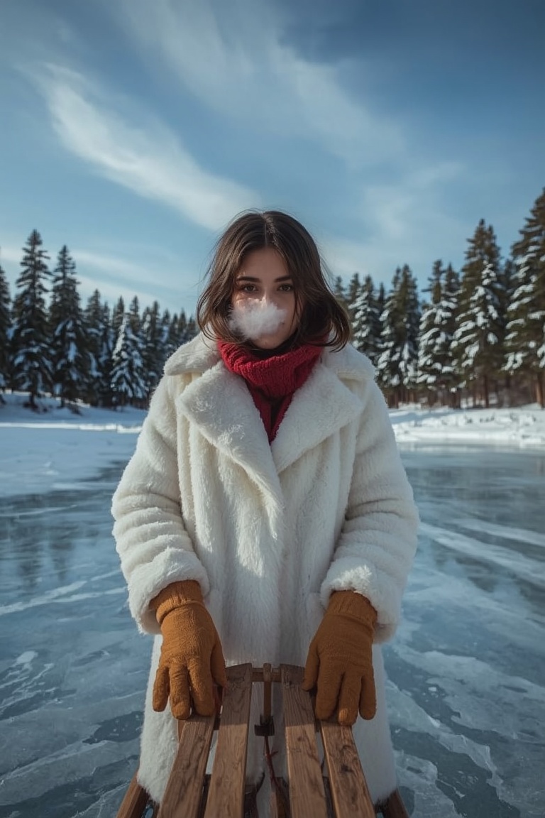 Winter's Embrace: Solitude on a Frozen Lake